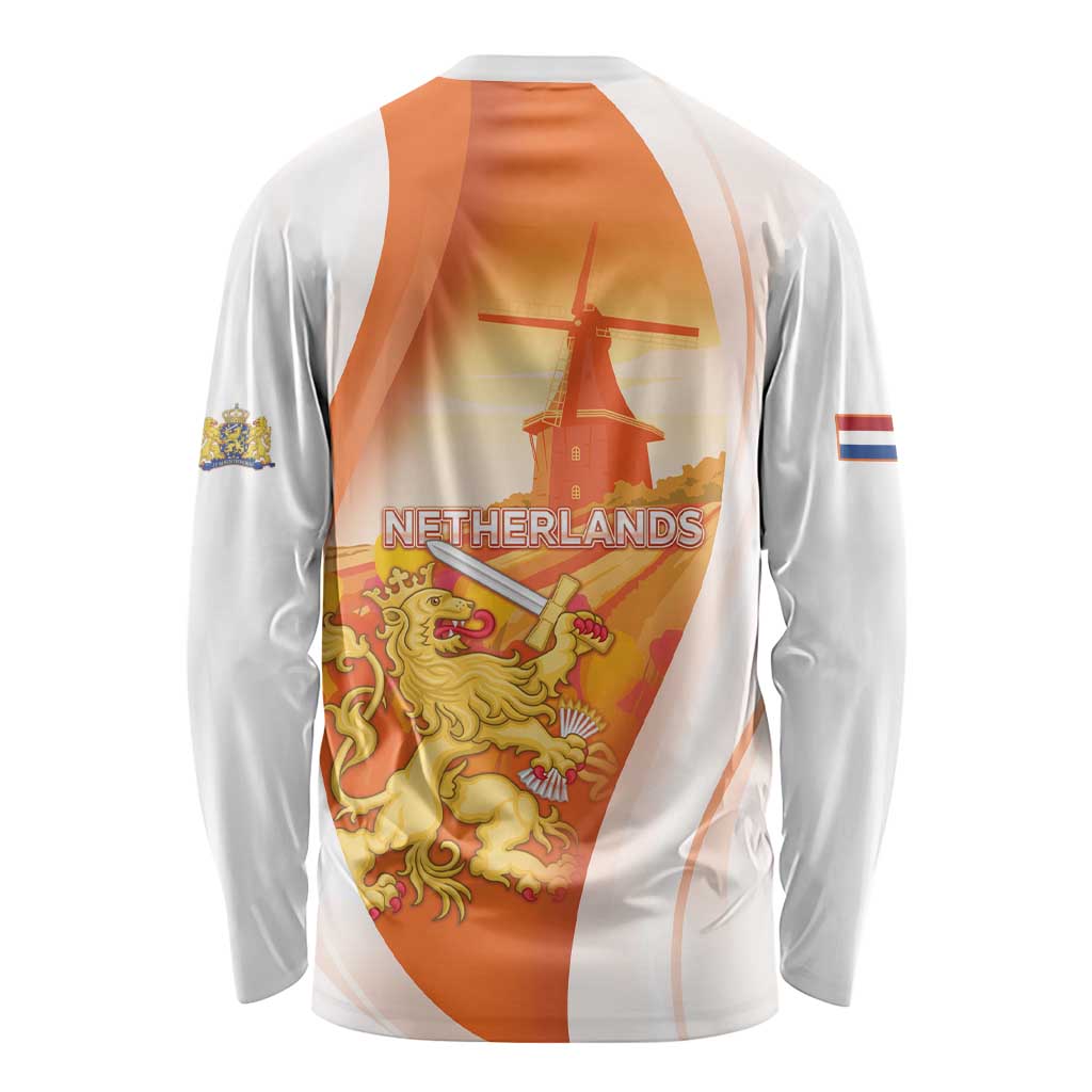 Netherlands Koninginnedag Long Sleeve Shirt Nederland Windmill Lion Heritage