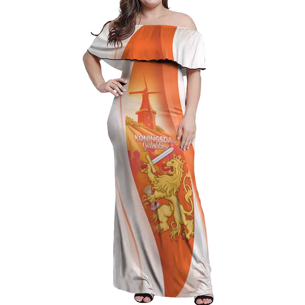 Netherlands Koninginnedag Off Shoulder Maxi Dress Nederland Windmill Lion Heritage