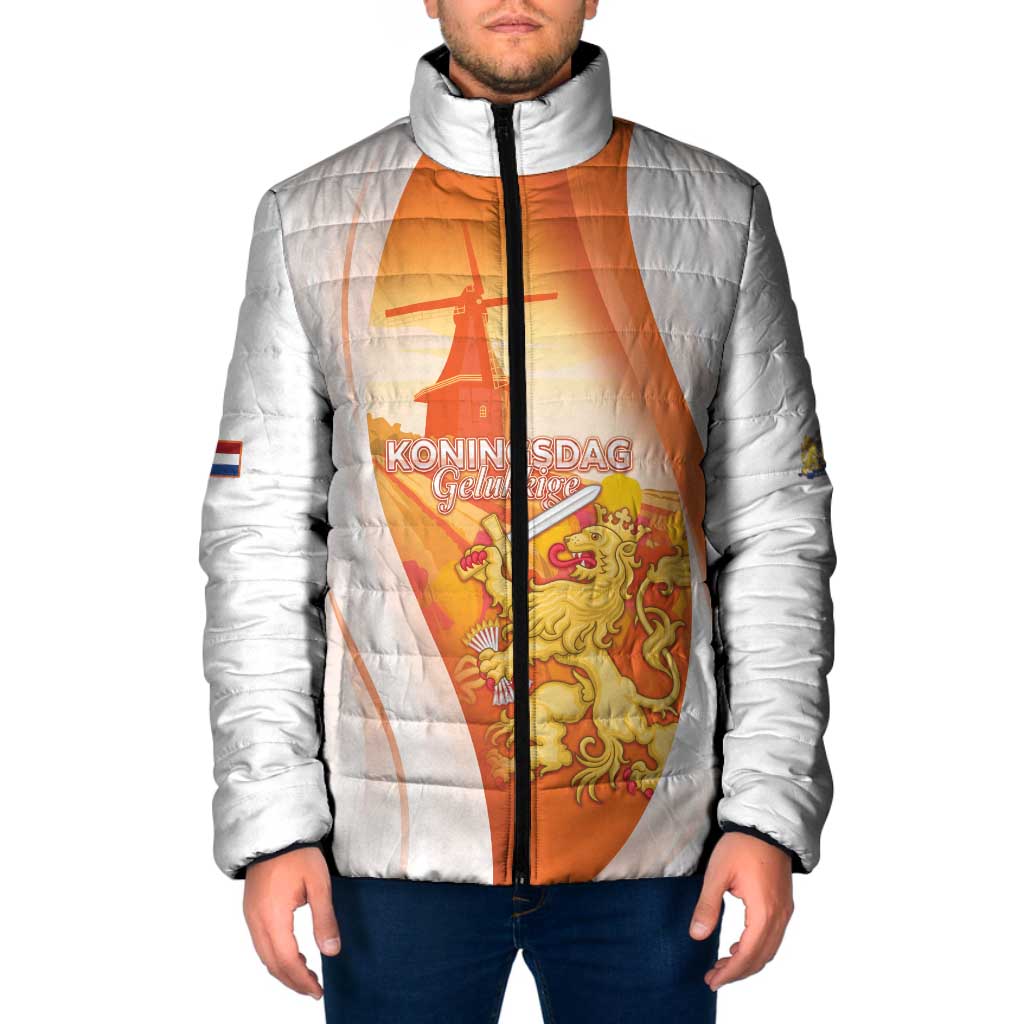 Netherlands Koninginnedag Padded Jacket Nederland Windmill Lion Heritage