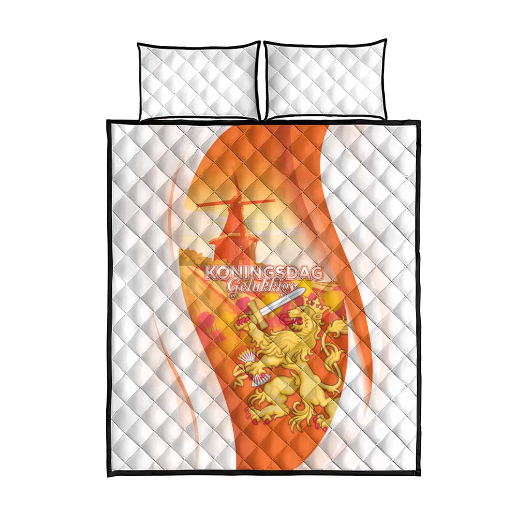 Netherlands Koninginnedag Quilt Bed Set Nederland Windmill Lion Heritage