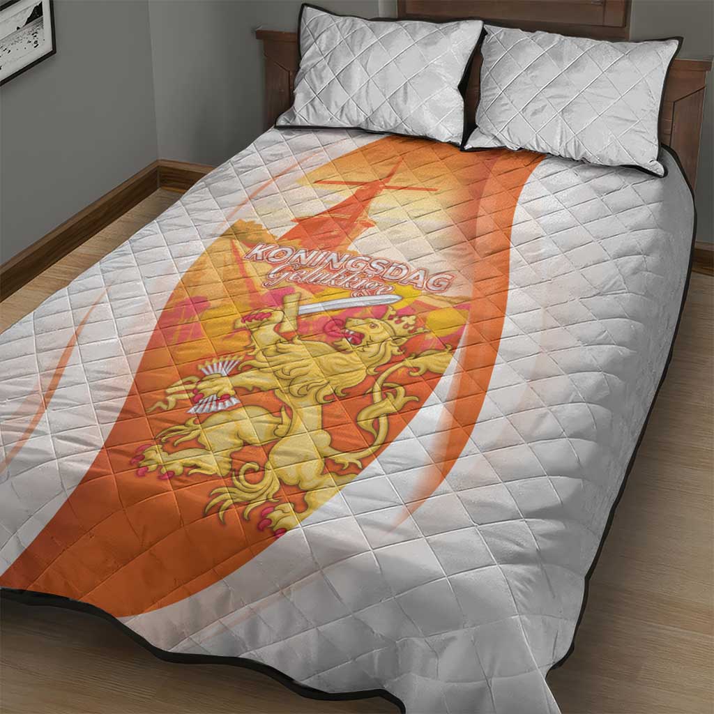 Netherlands Koninginnedag Quilt Bed Set Nederland Windmill Lion Heritage