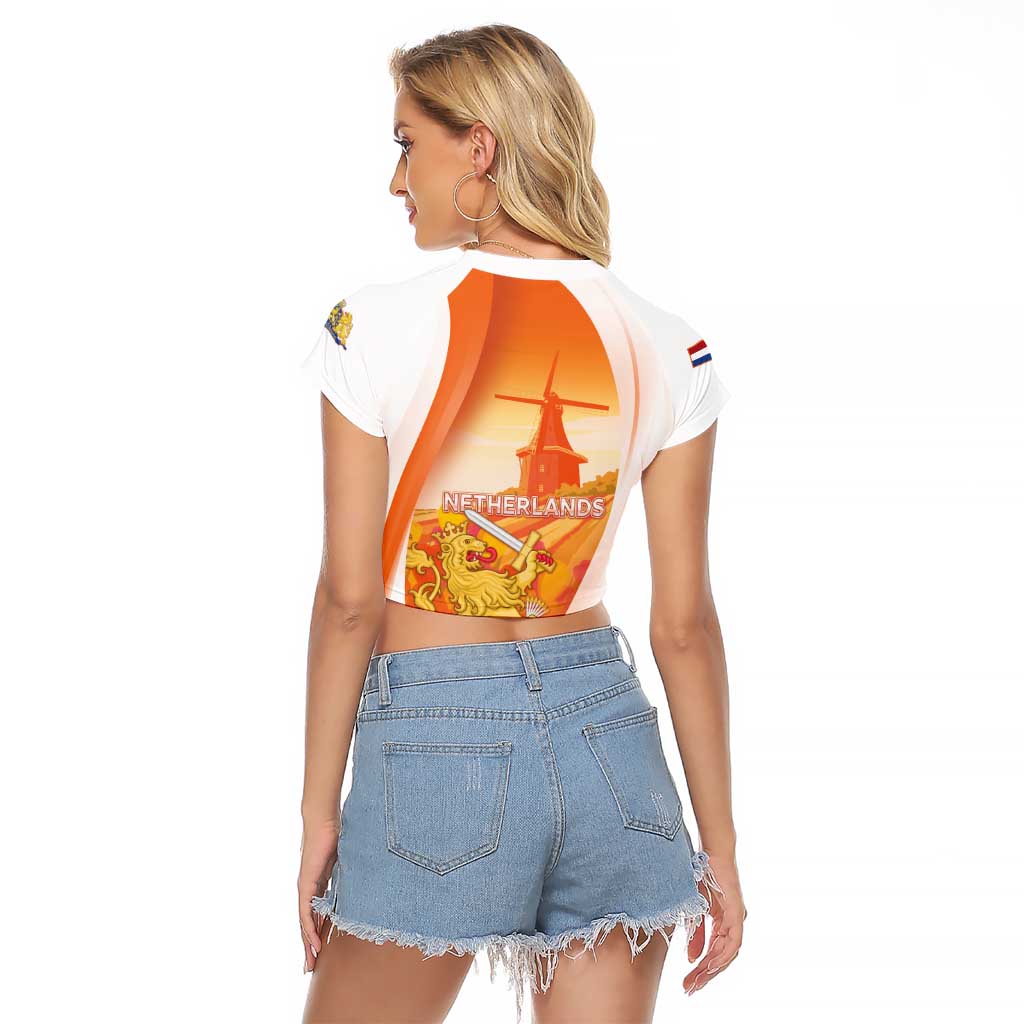 Netherlands Koninginnedag Raglan Cropped T Shirt Nederland Windmill Lion Heritage