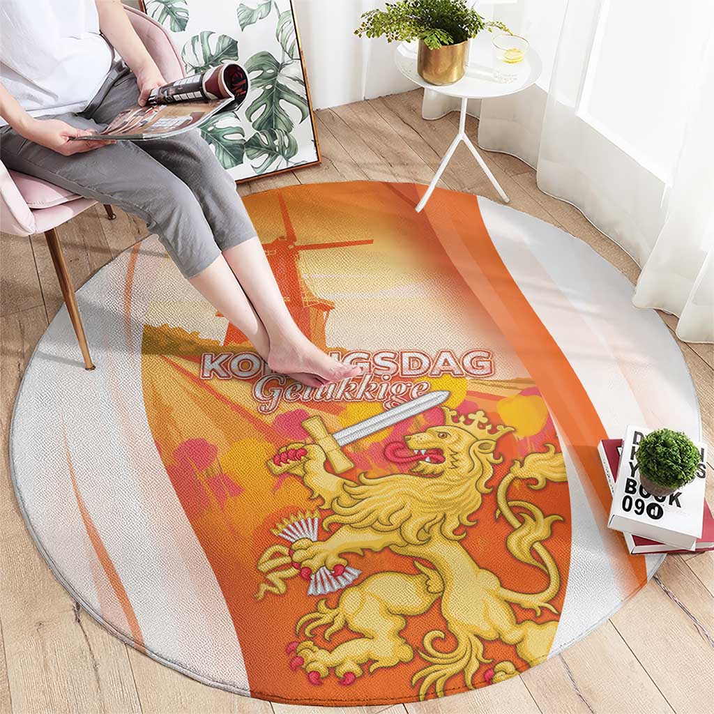 Netherlands Koninginnedag Round Carpet Nederland Windmill Lion Heritage