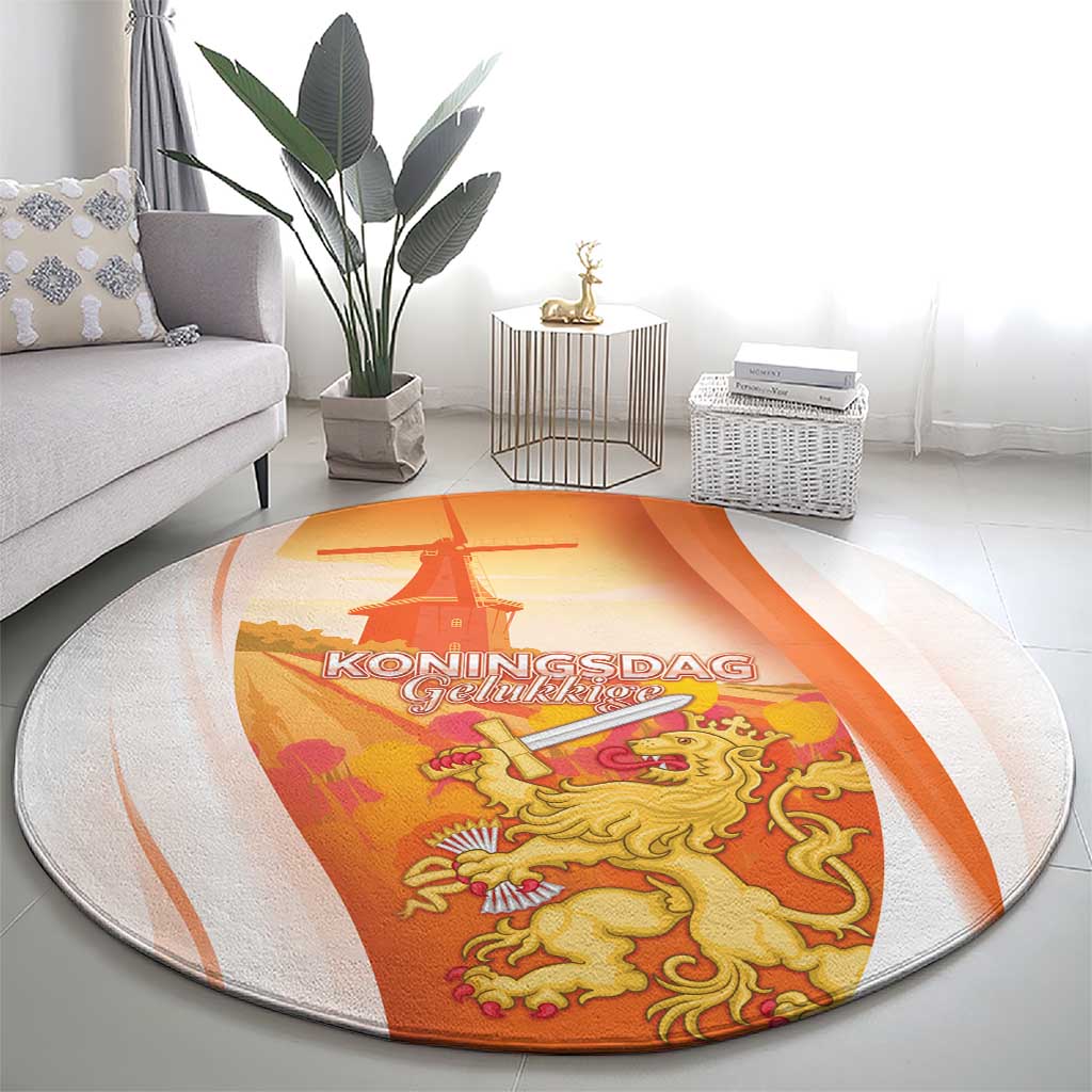 Netherlands Koninginnedag Round Carpet Nederland Windmill Lion Heritage