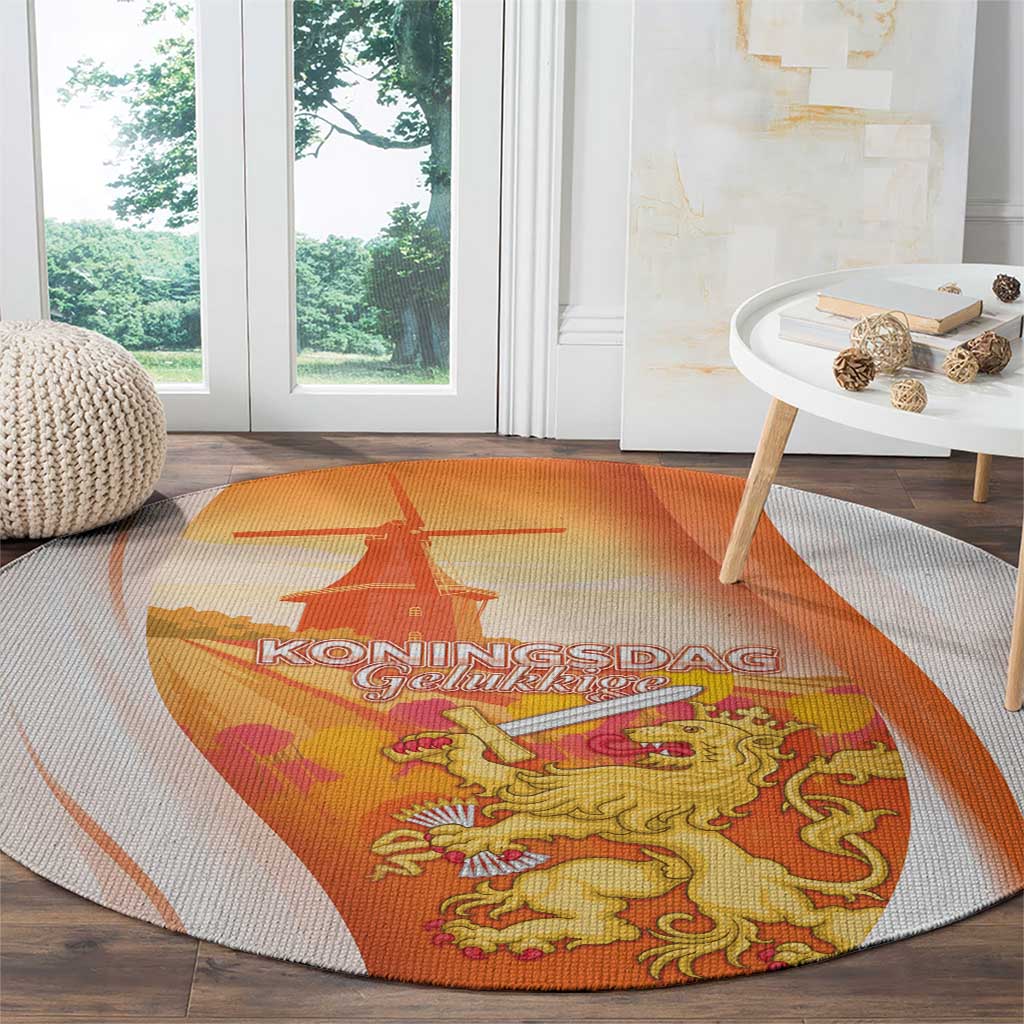 Netherlands Koninginnedag Round Carpet Nederland Windmill Lion Heritage