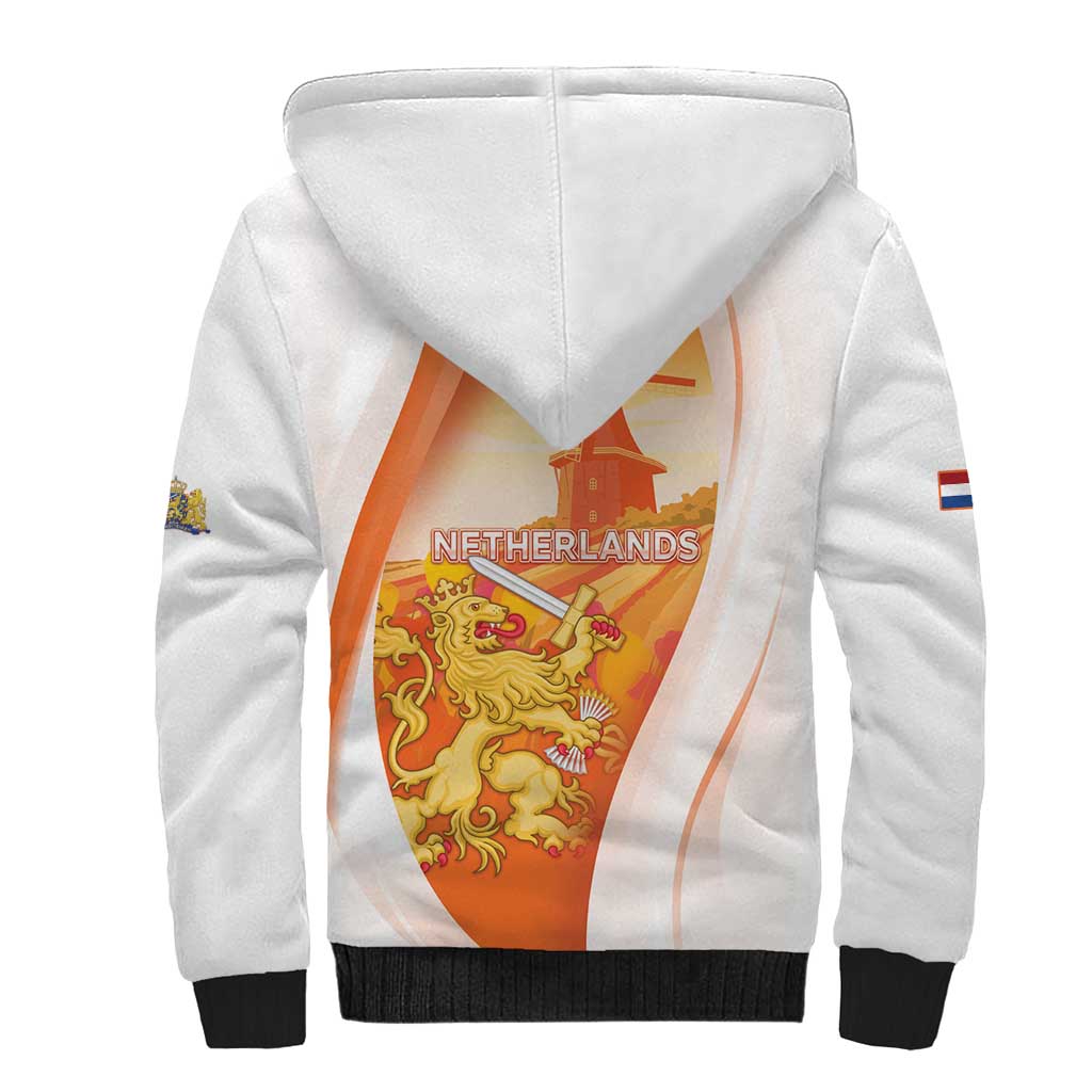 Netherlands Koninginnedag Sherpa Hoodie Nederland Windmill Lion Heritage