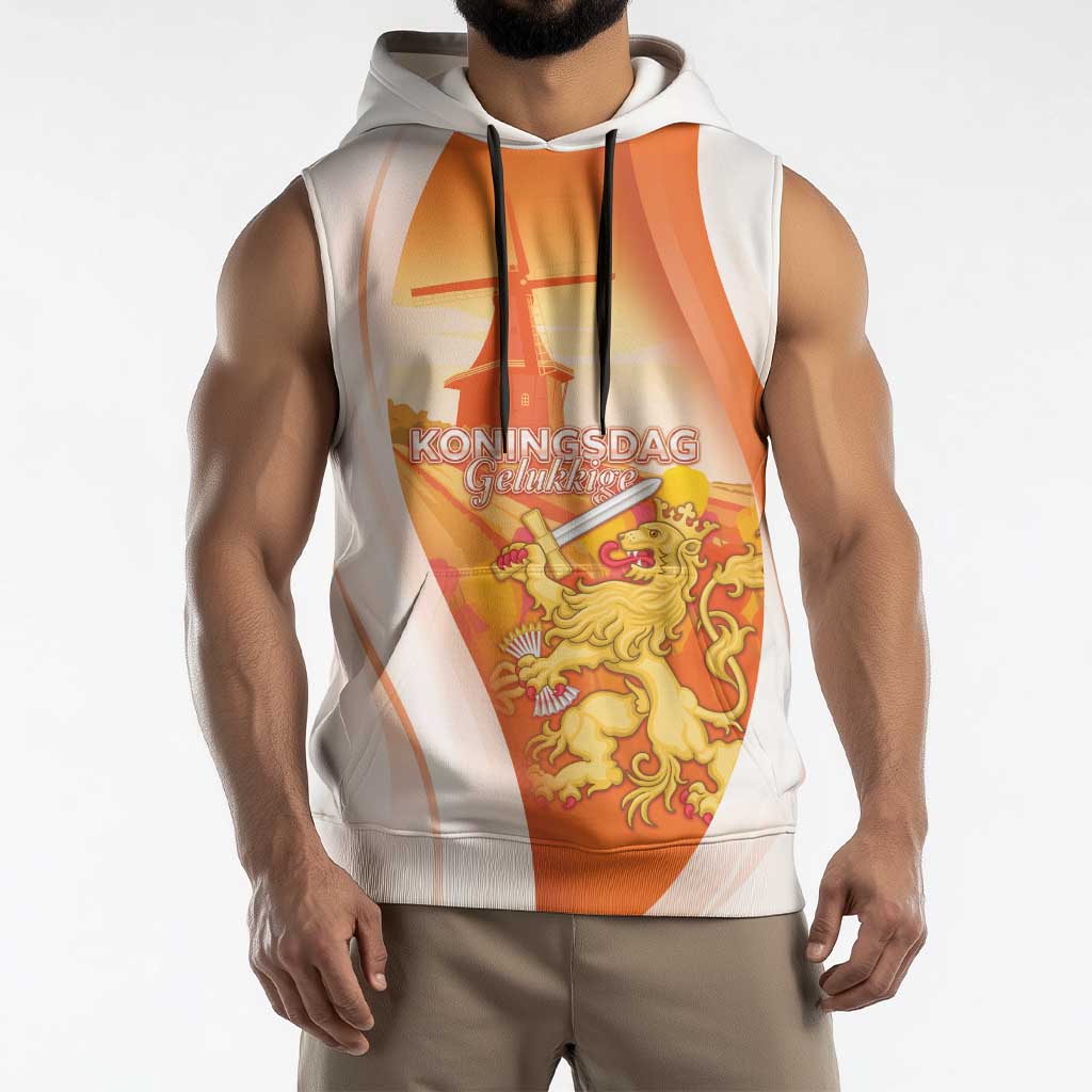 Netherlands Koninginnedag Sleeveless Hoodie Nederland Windmill Lion Heritage