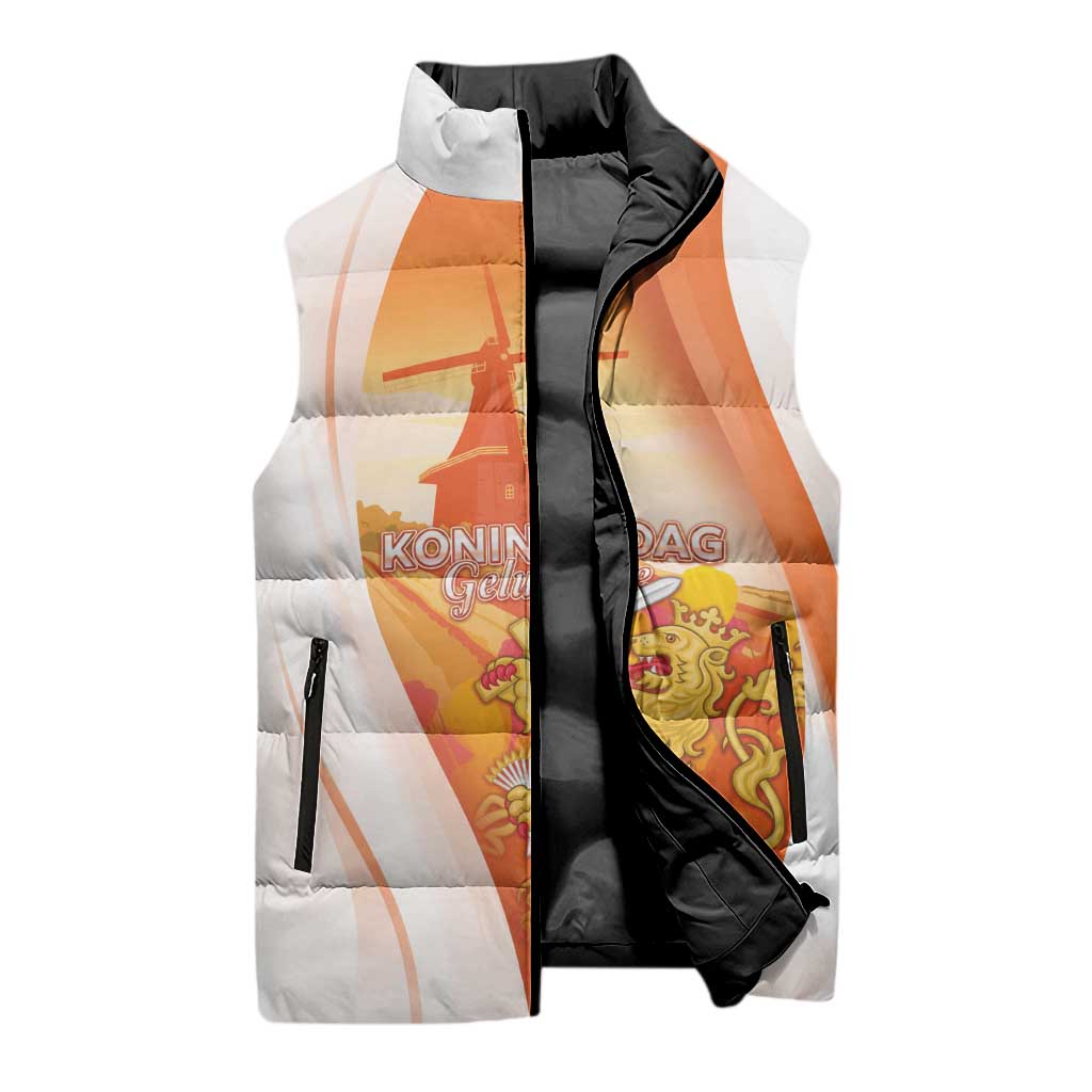 Netherlands Koninginnedag Sleeveless Puffer Jacket Nederland Windmill Lion Heritage