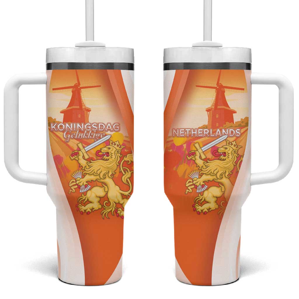 Netherlands Koninginnedag Tumbler With Handle Nederland Windmill Lion Heritage