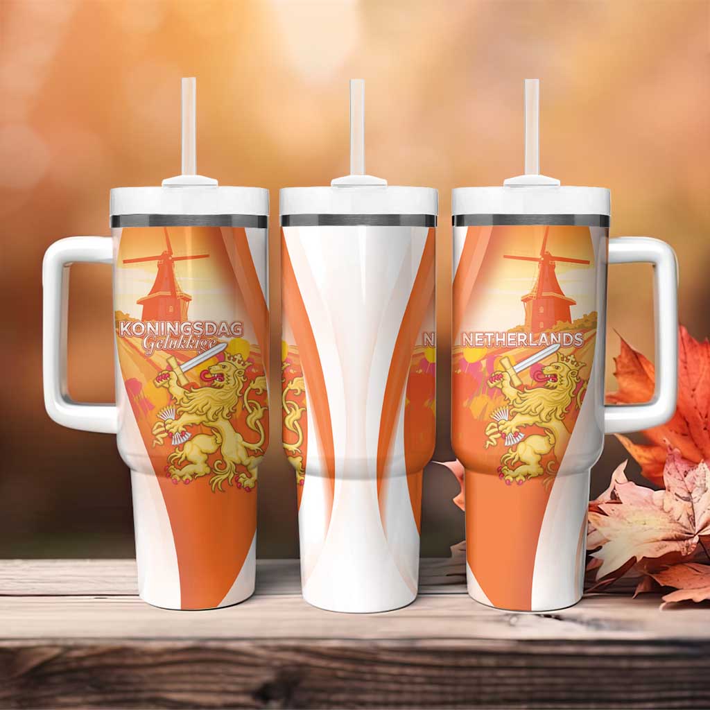 Netherlands Koninginnedag Tumbler With Handle Nederland Windmill Lion Heritage