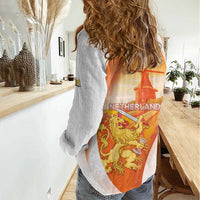 Netherlands Koninginnedag Women Casual Shirt Nederland Windmill Lion Heritage