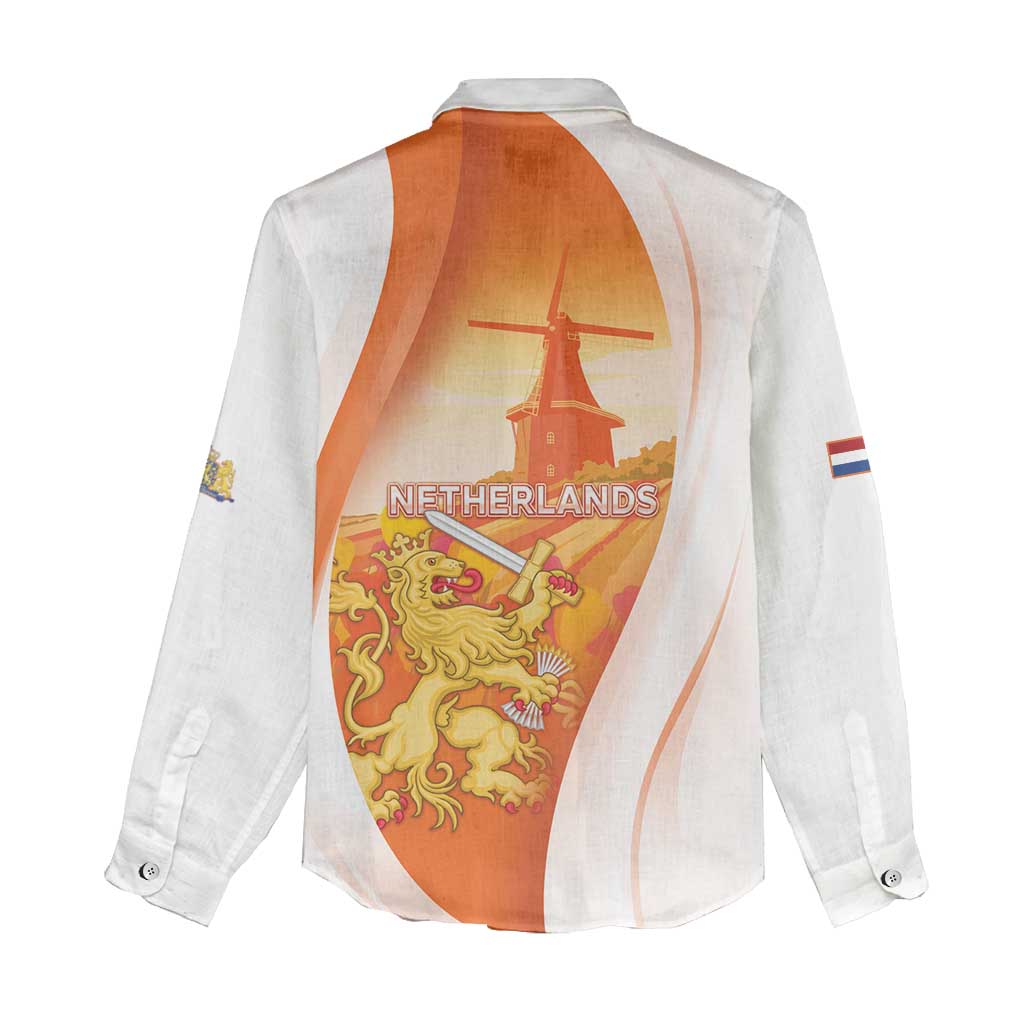 Netherlands Koninginnedag Women Casual Shirt Nederland Windmill Lion Heritage