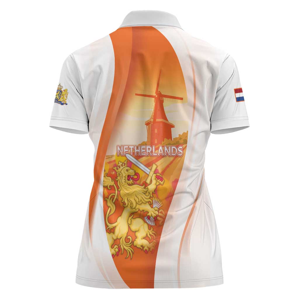 Netherlands Koninginnedag Women Polo Shirt Nederland Windmill Lion Heritage