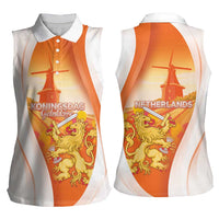Netherlands Koninginnedag Women Sleeveless Polo Shirt Nederland Windmill Lion Heritage