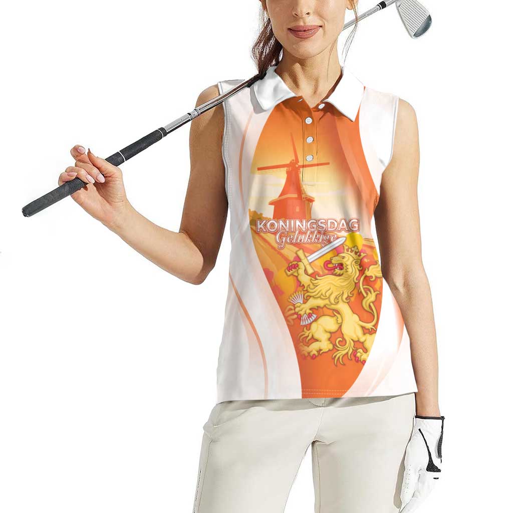Netherlands Koninginnedag Women Sleeveless Polo Shirt Nederland Windmill Lion Heritage
