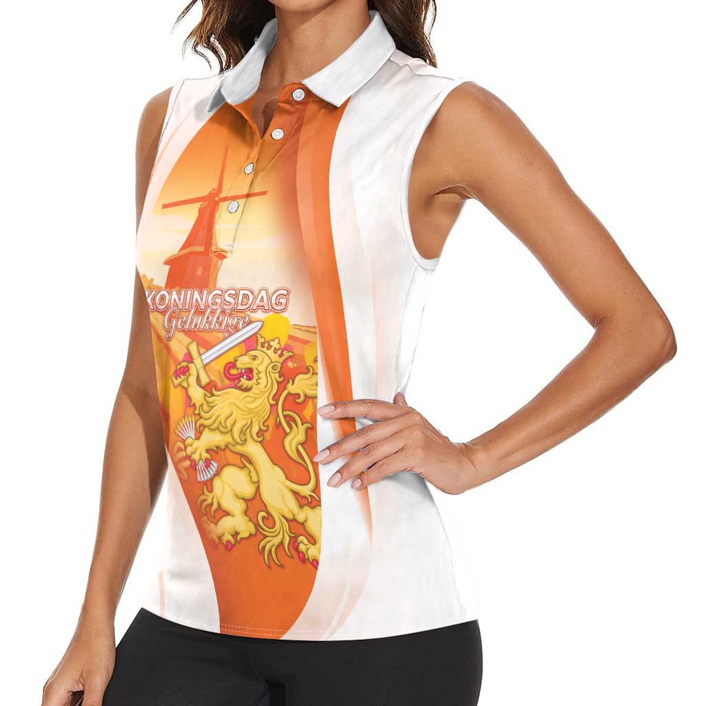 Netherlands Koninginnedag Women Sleeveless Polo Shirt Nederland Windmill Lion Heritage