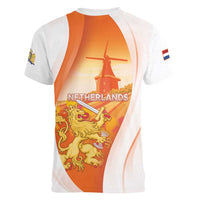 Netherlands Koninginnedag Women V-Neck T-Shirt Nederland Windmill Lion Heritage