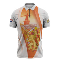 Netherlands Koninginnedag Zipper Polo Shirt Nederland Windmill Lion Heritage