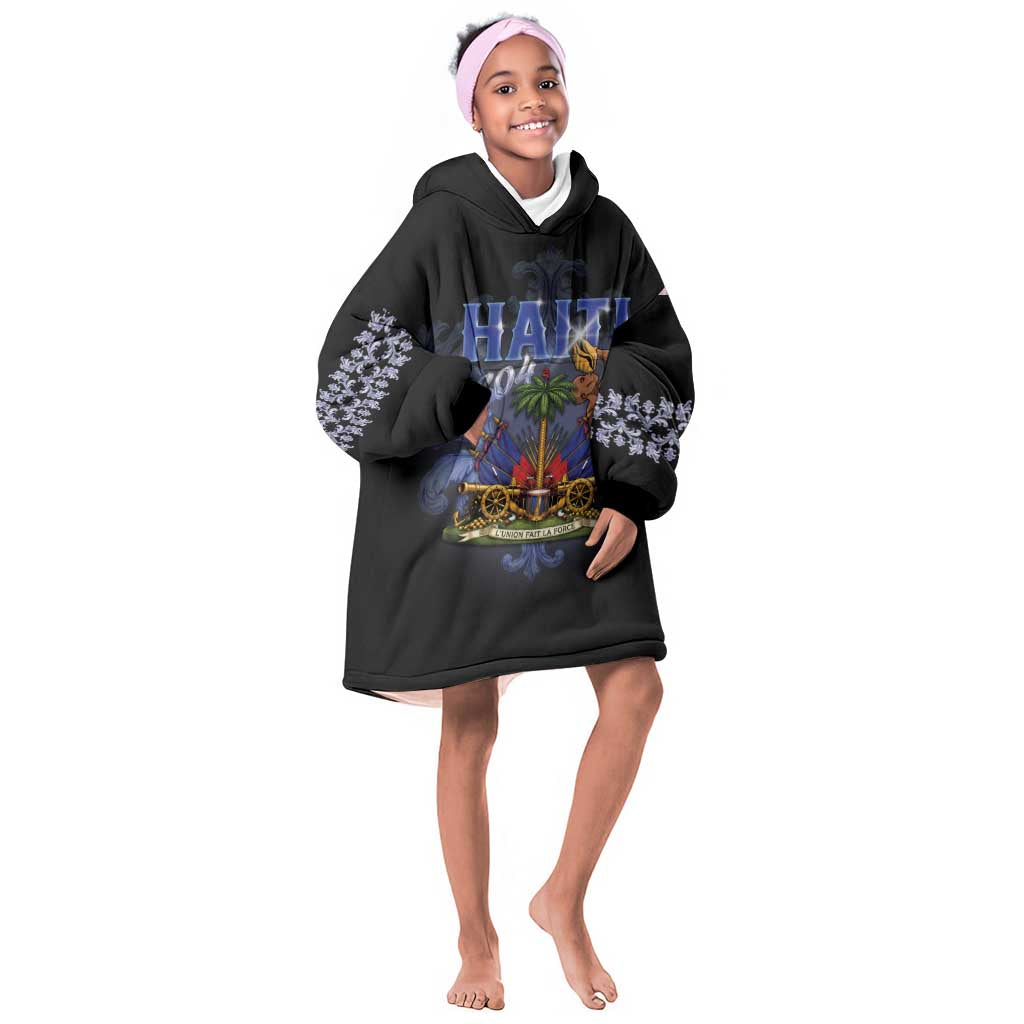 Haiti 1804 Kid Wearable Blanket Hoodie Haitian Heritage Month
