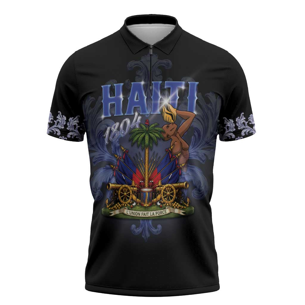 Haiti 1804 Zipper Polo Shirt Haitian Heritage Month