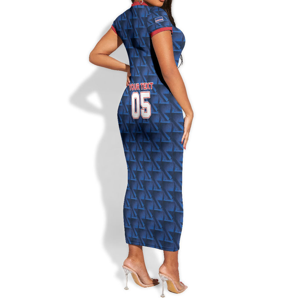 Custom Cabo Verde Football 2026 Short Sleeve Bodycon Dress Road To Glory