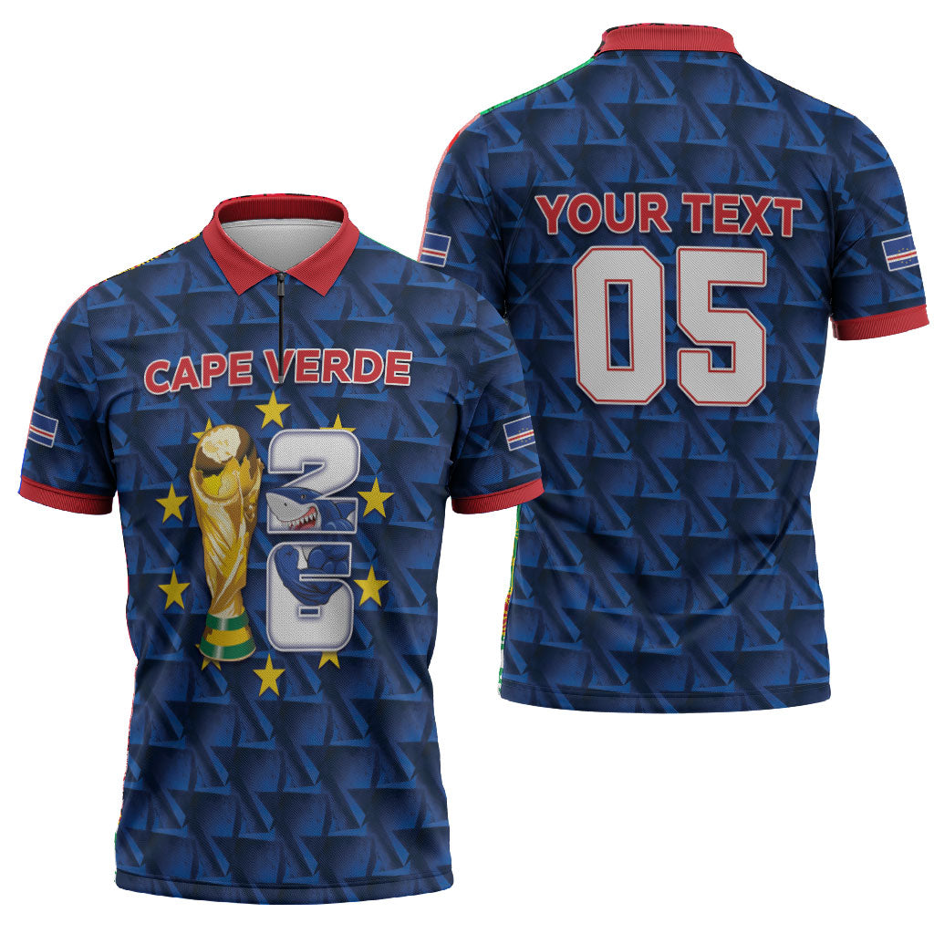 Custom Cabo Verde Football 2026 Zipper Polo Shirt Road To Glory