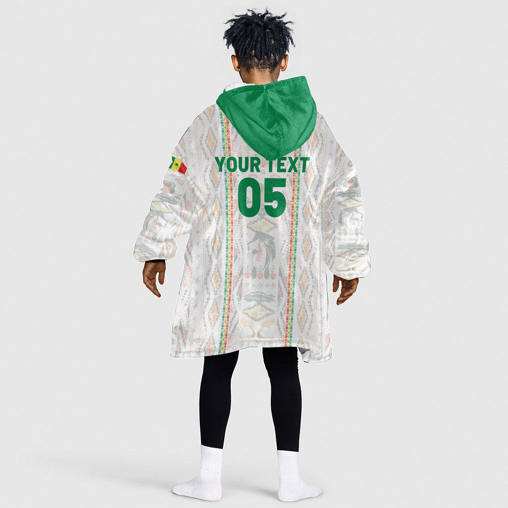 Custom Senegal Football 2026 Kid Wearable Blanket Hoodie Car Rapide-Inspired Pattern
