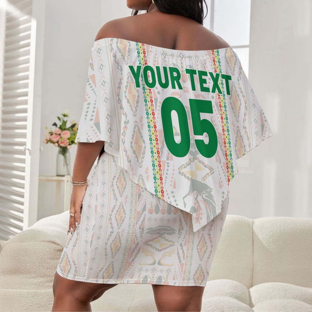 Custom Senegal Football 2026 Off Shoulder Short Dress Car Rapide-Inspired Pattern