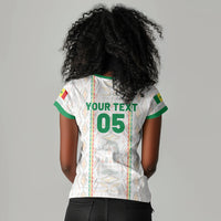 Custom Senegal Football 2026 Women V-Neck T-Shirt Car Rapide-Inspired Pattern