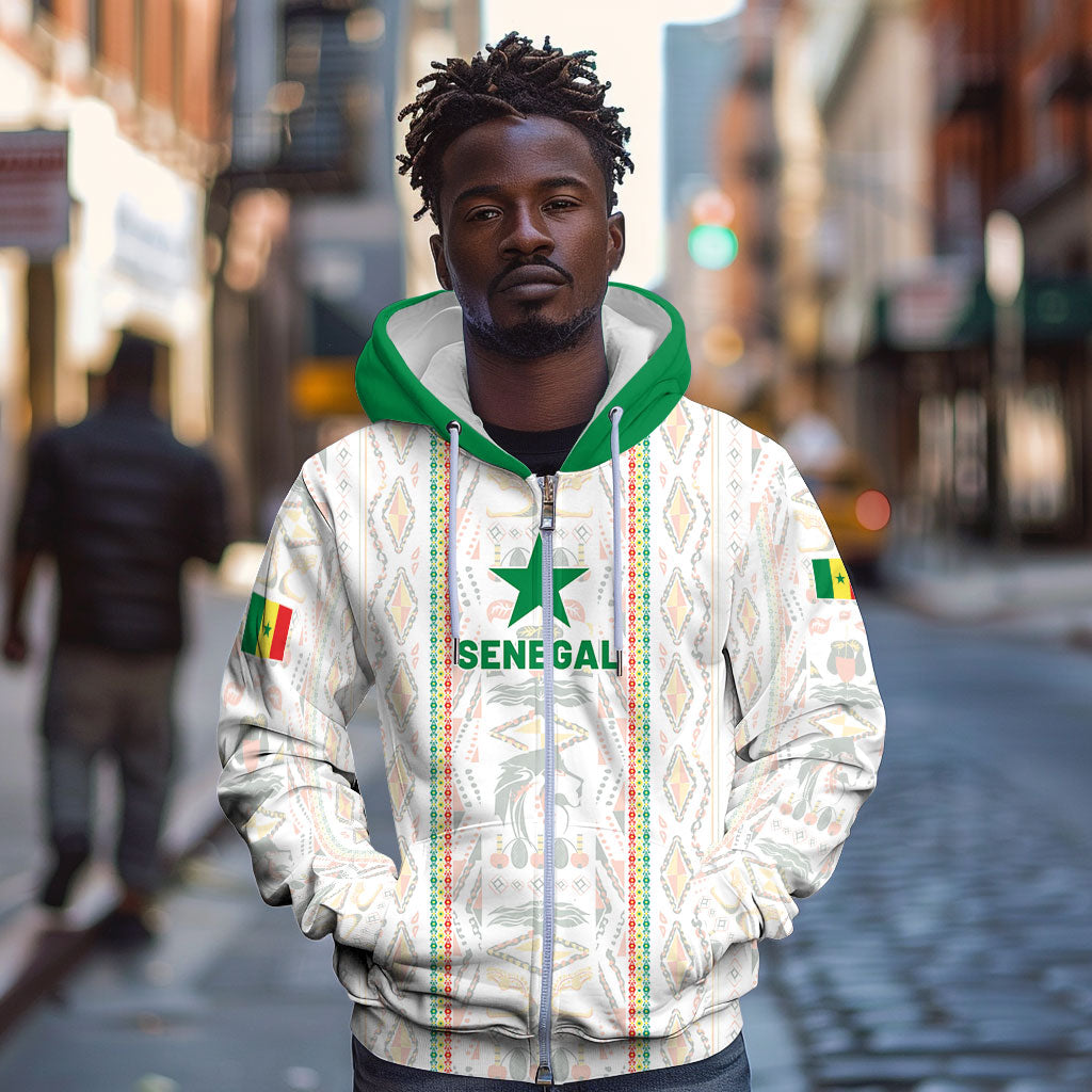 Custom Senegal Football 2026 Zip Hoodie Car Rapide-Inspired Pattern