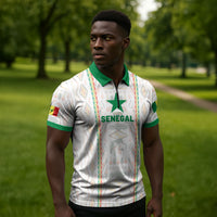 Custom Senegal Football 2026 Zipper Polo Shirt Car Rapide-Inspired Pattern