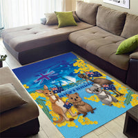 Happy Australia Flag Day Area Rug Aussie Animals Grunge Style