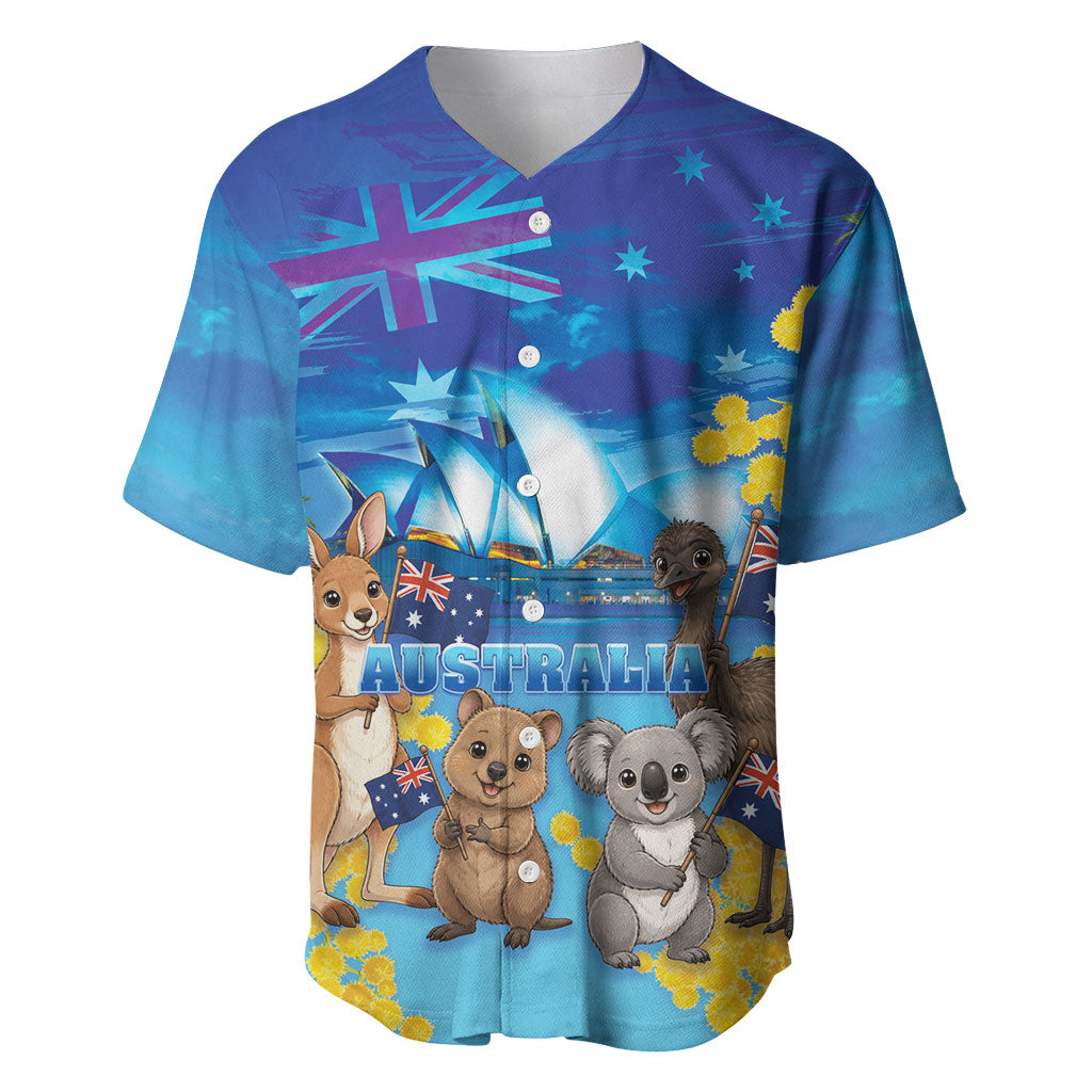 Happy Australia Flag Day Baseball Jersey Aussie Animals Grunge Style