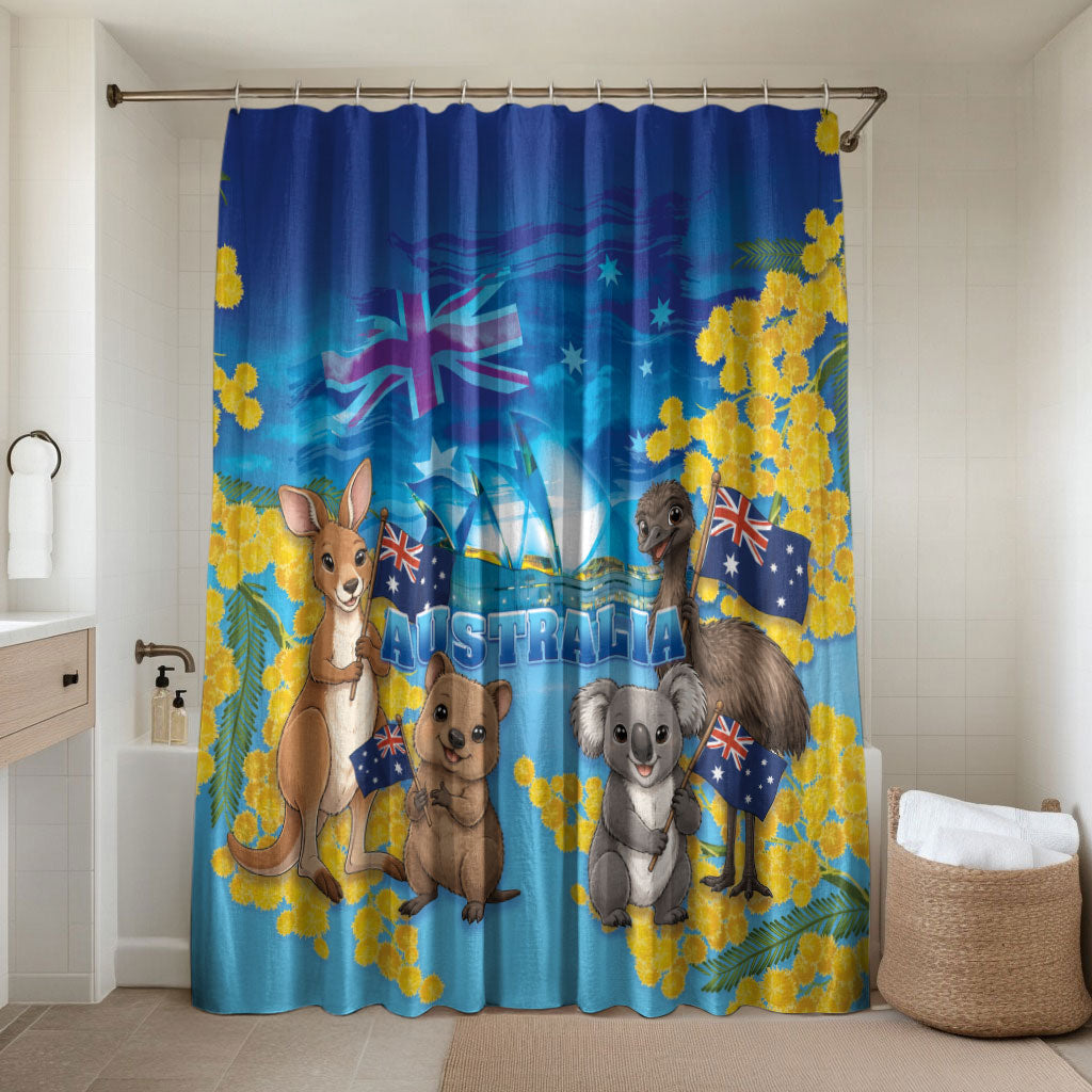 Happy Australia Flag Day Bathroom Set Aussie Animals Grunge Style