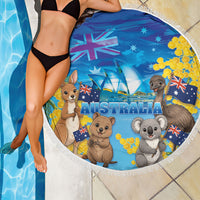 Happy Australia Flag Day Beach Blanket Aussie Animals Grunge Style