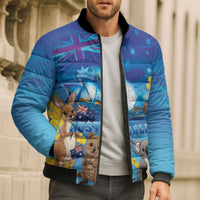 Happy Australia Flag Day Bomber Puffer Jacket Aussie Animals Grunge Style