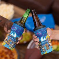 Happy Australia Flag Day 4 in 1 Can Cooler Tumbler Aussie Animals Grunge Style