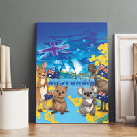 Happy Australia Flag Day Canvas Wall Art Aussie Animals Grunge Style