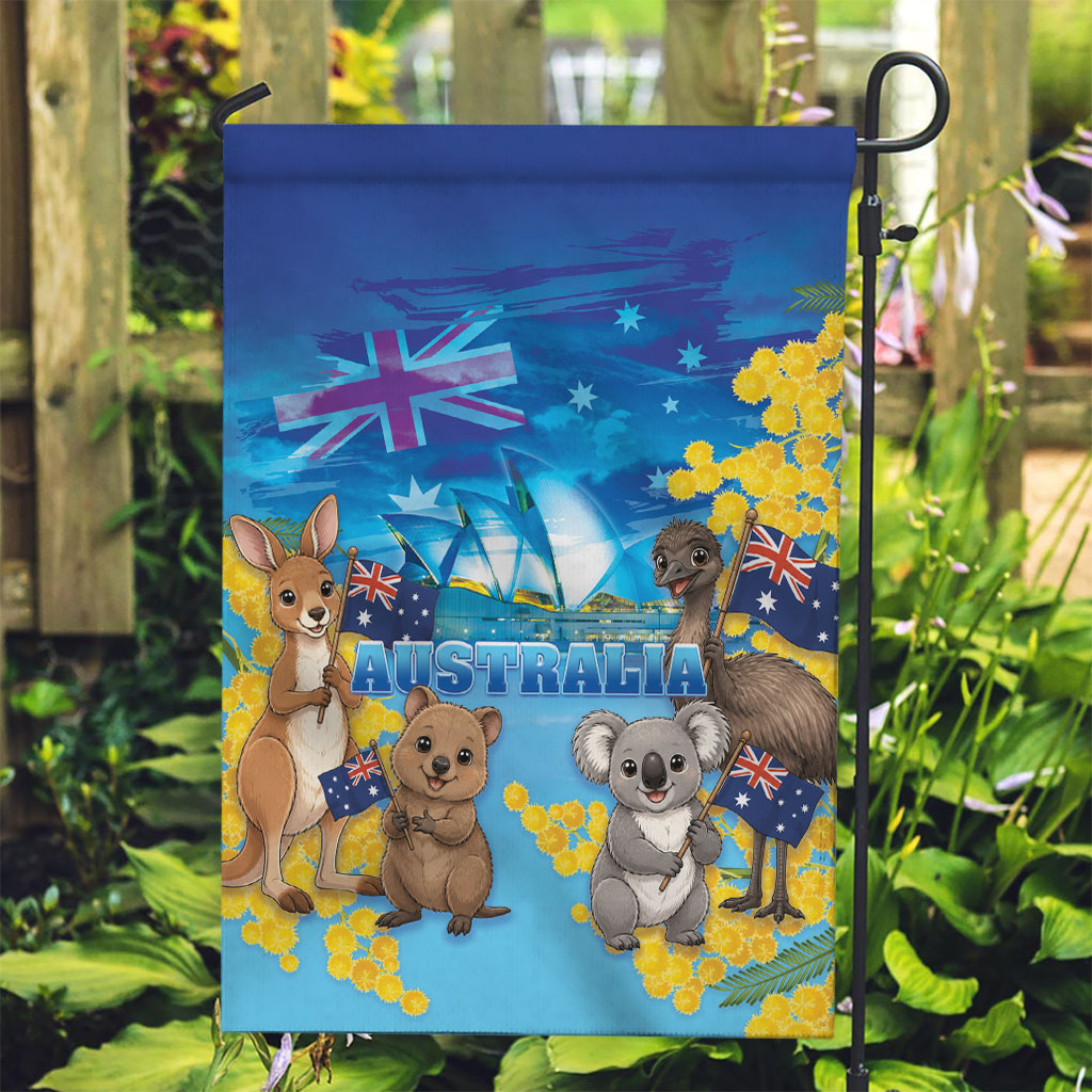 Happy Australia Flag Day Garden Flag Aussie Animals Grunge Style
