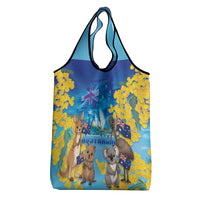 Happy Australia Flag Day Grocery Bag Aussie Animals Grunge Style