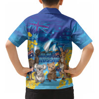 Happy Australia Flag Day Hawaiian Shirt Aussie Animals Grunge Style
