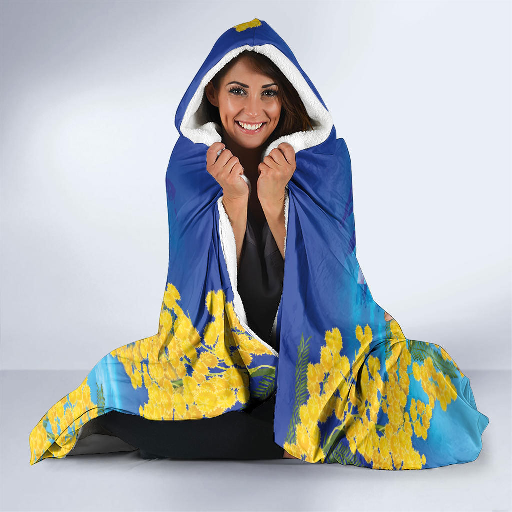 Happy Australia Flag Day Hooded Blanket Aussie Animals Grunge Style