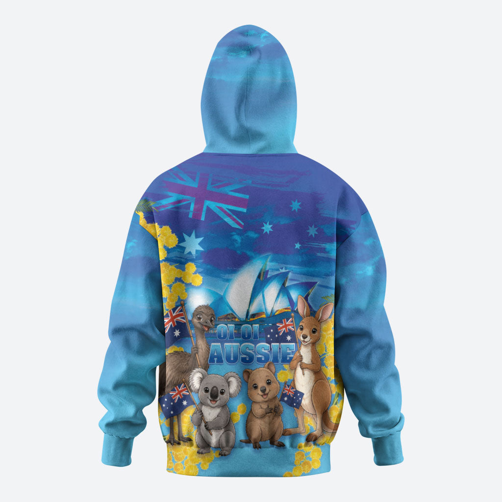 Happy Australia Flag Day Hoodie Aussie Animals Grunge Style