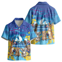 Happy Australia Flag Day Kid Hawaiian Shirt Aussie Animals Grunge Style
