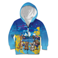 Happy Australia Flag Day Kid Hoodie Aussie Animals Grunge Style