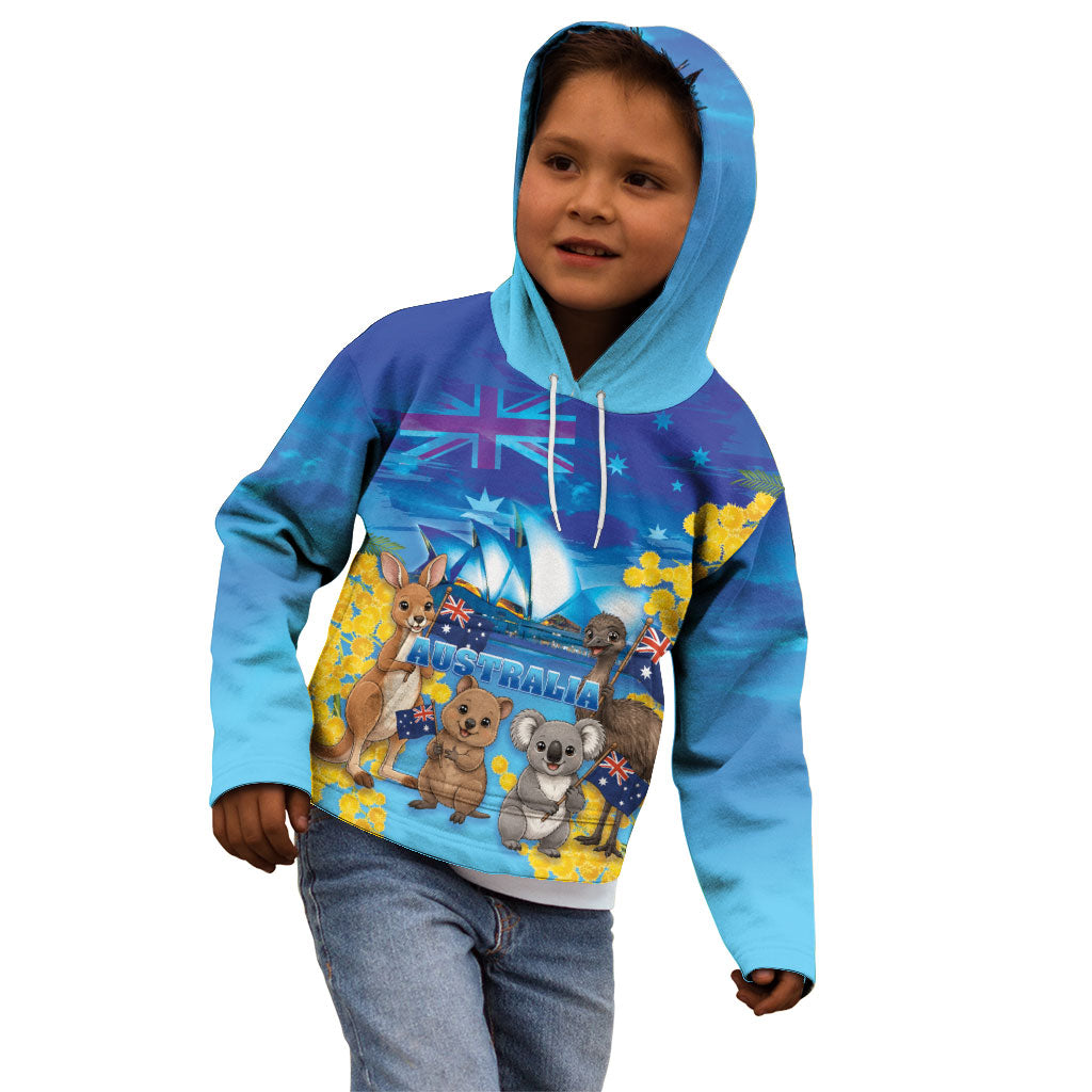 Happy Australia Flag Day Kid Hoodie Aussie Animals Grunge Style