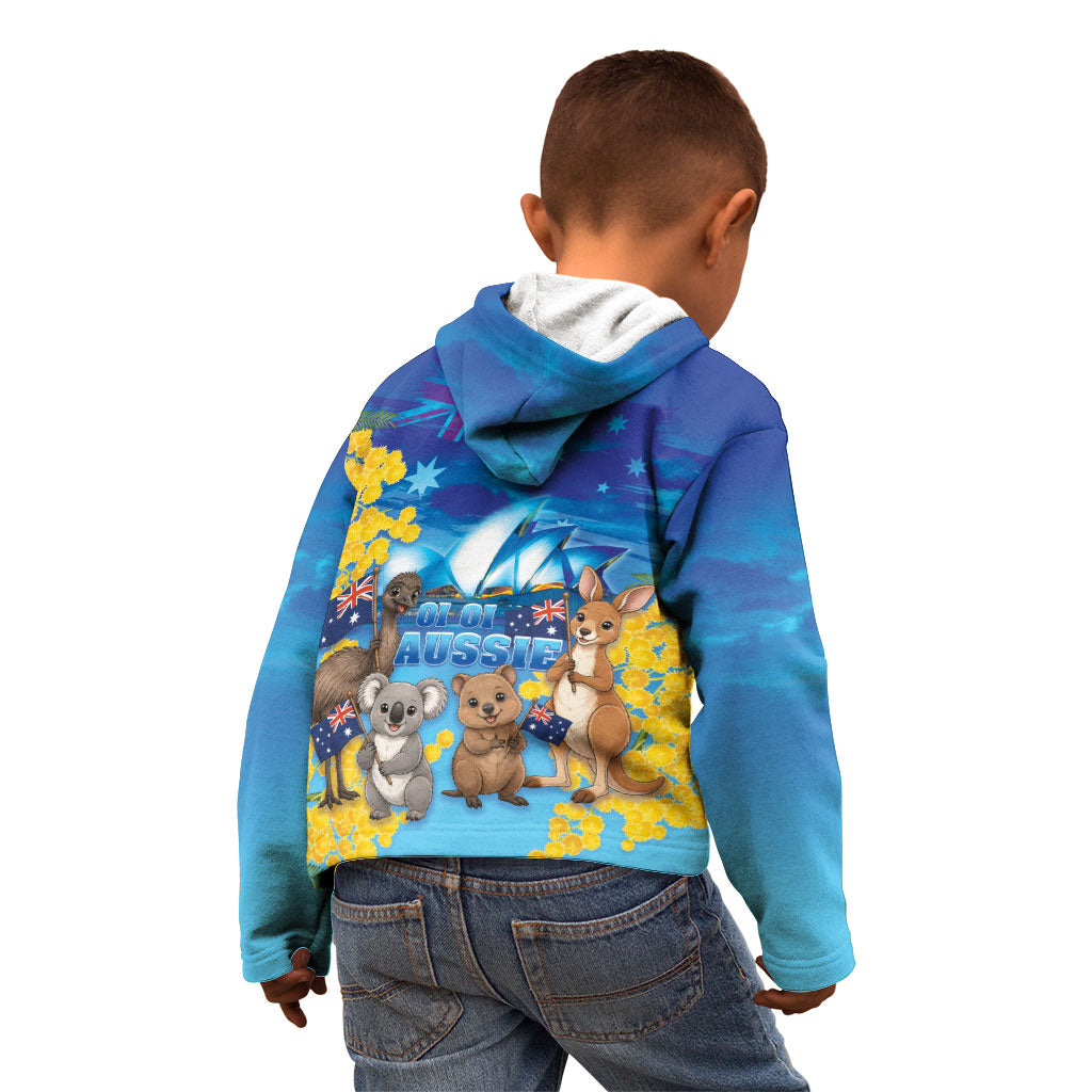 Happy Australia Flag Day Kid Hoodie Aussie Animals Grunge Style