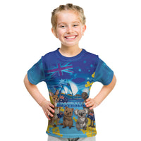 Happy Australia Flag Day Kid T Shirt Aussie Animals Grunge Style