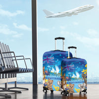 Happy Australia Flag Day Luggage Cover Aussie Animals Grunge Style