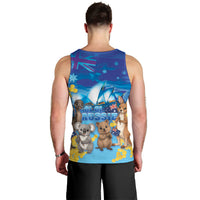 Happy Australia Flag Day Men Tank Top Aussie Animals Grunge Style